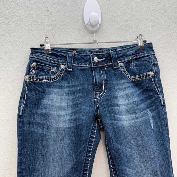 Miss Me Bootcut Distressed Stretch Denim Blue Jeans JE534085L Womens size 30 - Picture 3 of 12